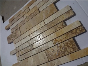 Beige Travertine Stripe Honed Mosaic for Wall and Floor