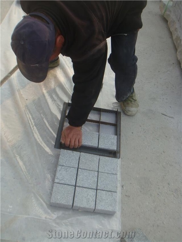 G343 Shandong Grey Granite Net Paste Cobble Stone