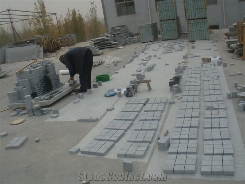 G343 Shandong Grey Granite Net Paste Cobble Stone