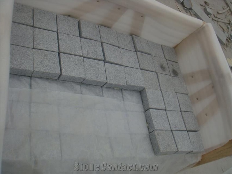 G343 Shandong Grey Granite Net Paste Cobble Stone