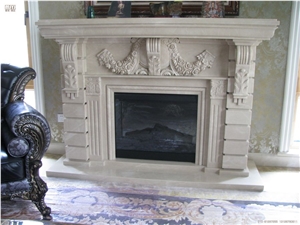 Marble Carving Fireplace Mantel, Pure White
