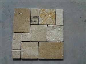 Yellow Travertine Honed Mosaic