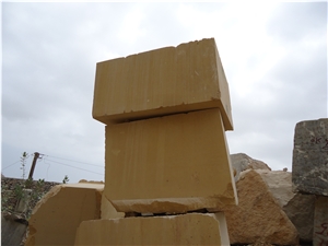 Sandstone Uncut Blocks from Pakistan at Low Rates, Yellow Sandstone Blocks