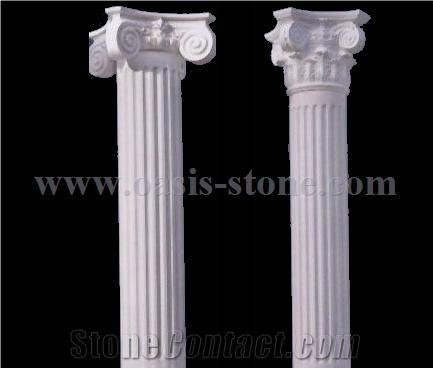 Grey Marble Sculptured Columns