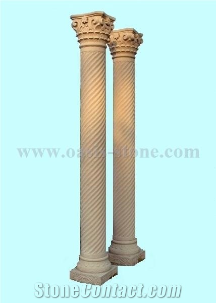 Grey Marble Sculptured Columns