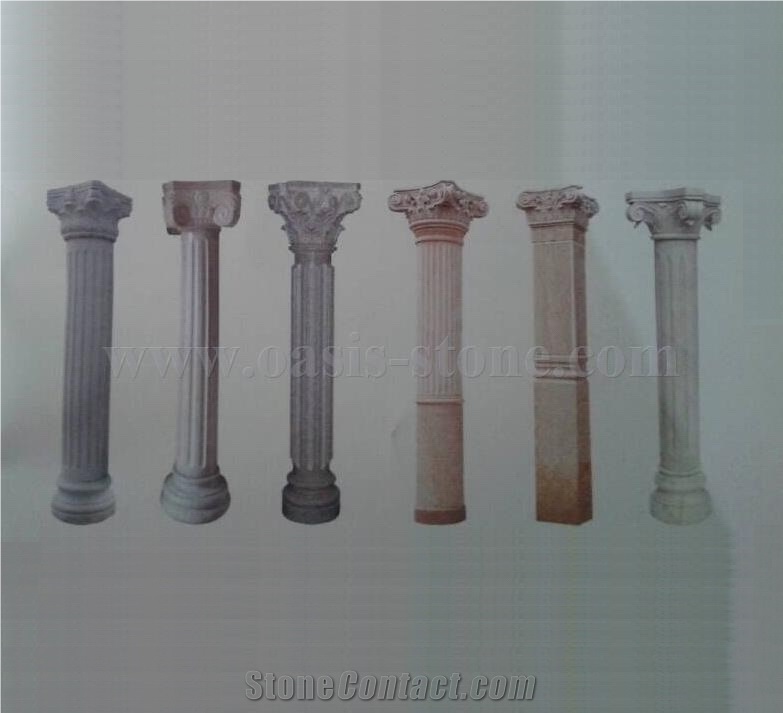 Grey Marble Sculptured Columns