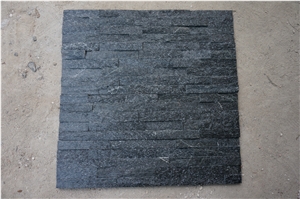 Fargo Black Quartzite Wall Decor Stone, Chinese Black Stacked Stone Veneer, Natural Stone Crazy Wall Panels, Black Thin Stone Veneer