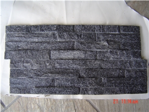 Fargo Black Quartzite Wall Decor Stone, Chinese Black Stacked Stone Veneer, Natural Stone Crazy Wall Panels, Black Thin Stone Veneer