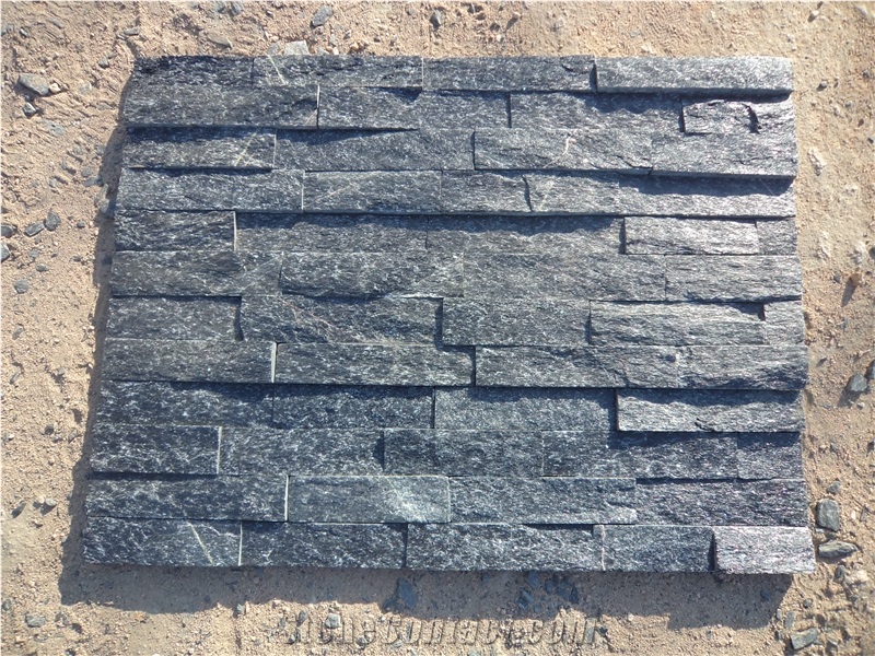 Fargo Black Quartzite Wall Decor Stone, Chinese Black Stacked Stone Veneer, Natural Stone Crazy Wall Panels, Black Thin Stone Veneer