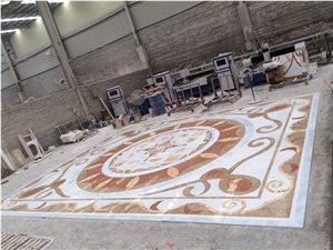 Fargo Botticino Classico Marble Waterjet Medallions Project Floor Medallions,Lobby Medallions