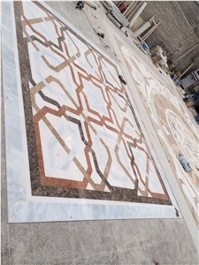 Fargo Botticino Classico Marble Waterjet Medallions Project Floor Medallions,Lobby Medallions