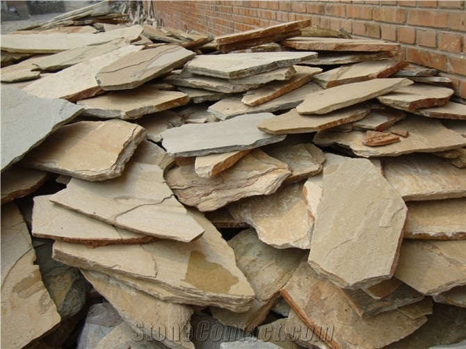 Fargo China Gold Slate Random Flagstones,Chinese Yellow Slate Irregular Flagstones, Slate Flagstones for Patio,Walkway,Courtyard Paving,Garden Paving Outside
