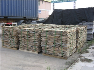 Fargo China Gold Slate Random Flagstones,Chinese Yellow Slate Irregular Flagstones, Slate Flagstones for Patio,Walkway,Courtyard Paving,Garden Paving Outside