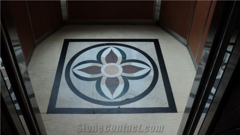 Fargo Crema Marfil Marble Waterjet Medallions/Patterns Carpet Medallions Square or Round Floor Medallions