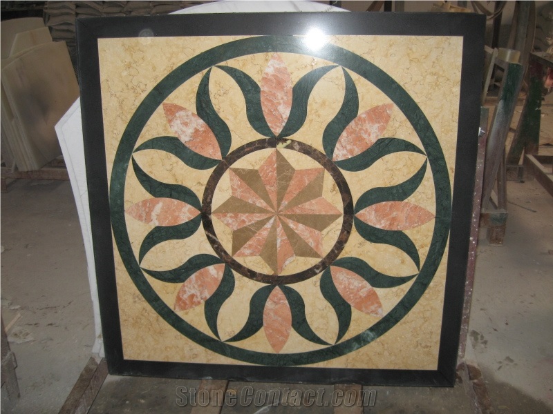 Fargo Crema Marfil Marble Waterjet Medallions/Patterns Carpet Medallions Square or Round Floor Medallions
