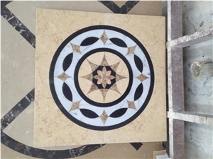 Fargo Crema Marfil Marble Waterjet Medallions/Patterns Carpet Medallions Square or Round Floor Medallions