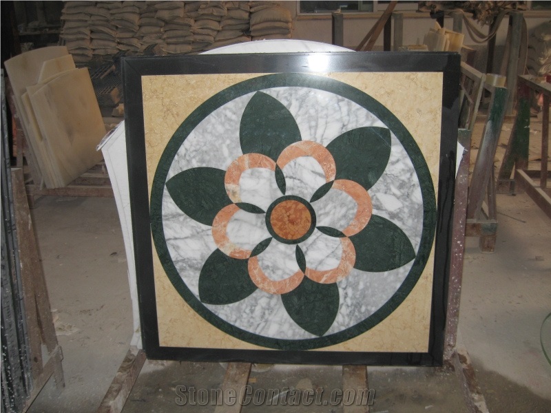 Fargo Crema Marfil Marble Waterjet Medallions/Patterns Carpet Medallions Square or Round Floor Medallions