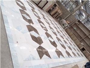 Fargo Crema+White+Green+Red+Black Patterns Waterjet Medallions Floor Medallions Square Medallions