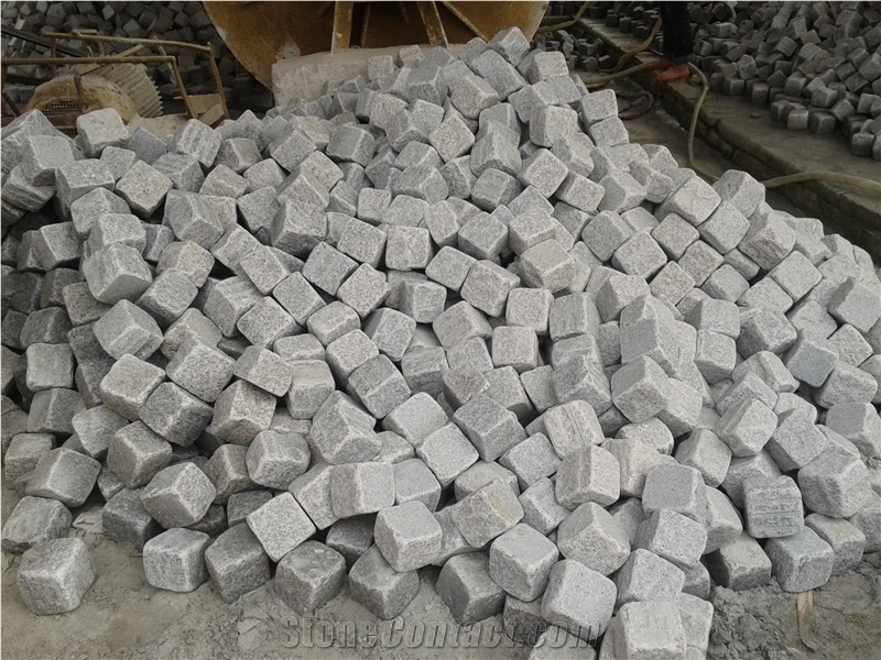 Fargo Cube/Cubic Stone, Grey Granite G603 Paving Stone Cobble Setts Courtyard/Driveway Paving Stone, Classic Grey Granite Driveway Paving Stone
