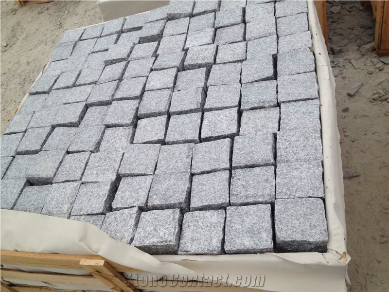 Fargo Cube/Cubic Stone, Grey Granite G603 Paving Stone Cobble Setts Courtyard/Driveway Paving Stone, Classic Grey Granite Driveway Paving Stone