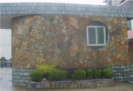 Fargo Meshed Flagstones, Rusty Slate Flagstone Patio, Multi-Color Slate Road Paving, Courtyard/Walkway Pavers
