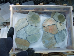 Fargo Meshed Flagstones, Rusty Slate Flagstone Patio, Multi-Color Slate Road Paving, Courtyard/Walkway Pavers