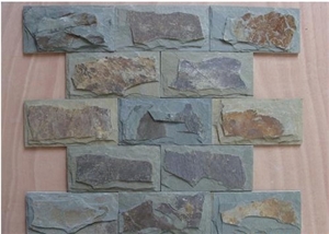 Fargo Multi-Color Mushroom Wall Cladding Stone Rusty Slate Mushroomed Wall Tiles, Jiangxi Multicolor Slate Mushroom Wall Cladding