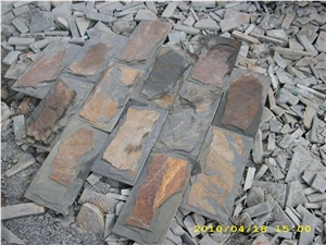 Fargo Multi-Color Mushroom Wall Cladding Stone Rusty Slate Mushroomed Wall Tiles, Jiangxi Multicolor Slate Mushroom Wall Cladding