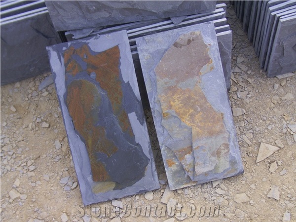 Fargo Multi-Color Mushroom Wall Cladding Stone Rusty Slate Mushroomed Wall Tiles, Jiangxi Multicolor Slate Mushroom Wall Cladding