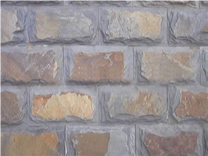 Fargo Multi-Color Mushroom Wall Cladding Stone Rusty Slate Mushroomed Wall Tiles, Jiangxi Multicolor Slate Mushroom Wall Cladding