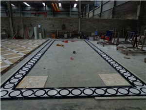 Fargo Project Crema Marfil Marble Waterjet Medallions Carpet Medallions,Floor Medallions,Square Medallions