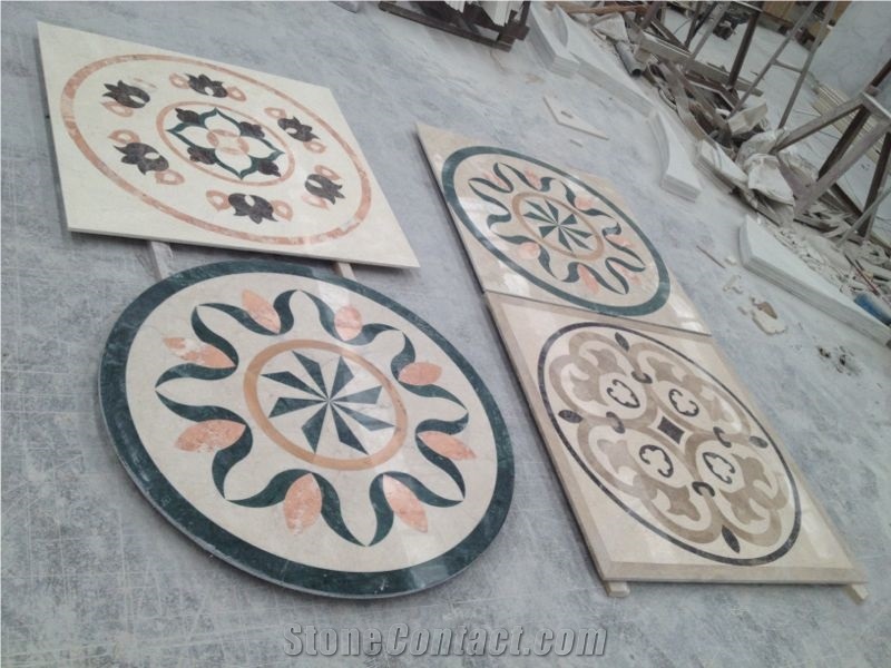 Fargo Project Crema Marfil Marble Waterjet Medallions Carpet Medallions,Floor Medallions,Square Medallions