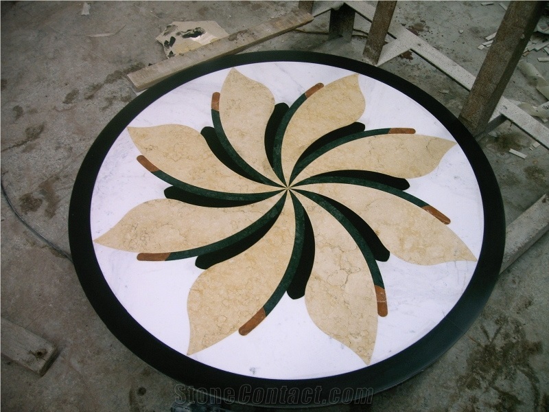 Fargo Project Crema Marfil Marble Waterjet Medallions Carpet Medallions,Floor Medallions,Square Medallions