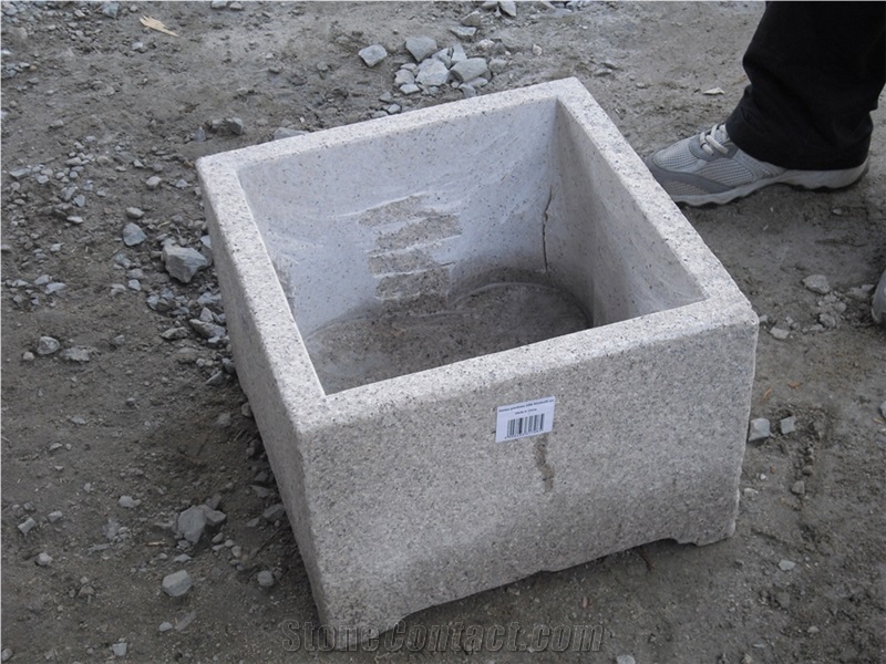 Fargo Square Flower Pots/Grey Granite Planter Pots Exterior Flower Pots/Vases Garden Flower Pots