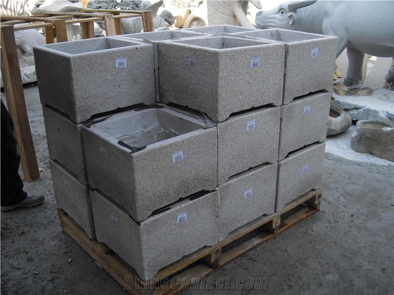 Fargo Square Flower Pots/Grey Granite Planter Pots Exterior Flower Pots/Vases Garden Flower Pots