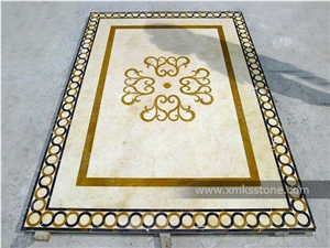 Square Polished Water-Jet Marble Inlay for Floor