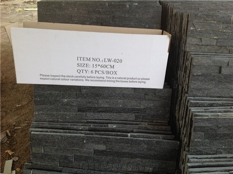 Lw-020, Black Quartzite Cultured Stone