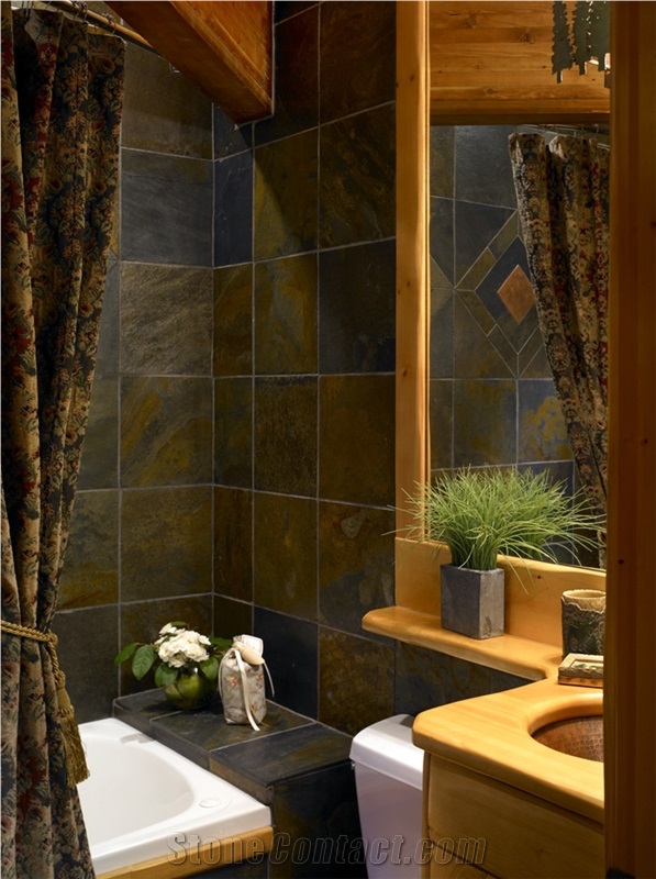 China-Autumn-Shower Slate Tiles, China Brown Slate