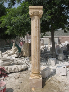 China Beige Travertine Solid Column Pillar