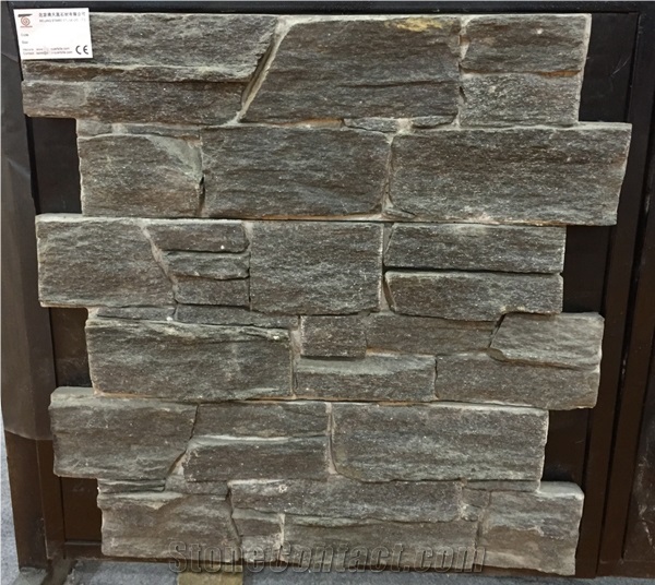 China Black Quartzite Cement Cultured Stone,Ledge Stone Wall Stone Bss-02
