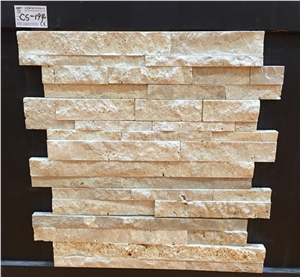 Chinese Yellow Travertine Cultured Stone, Wall Cladding, Stacked Stone Veneer