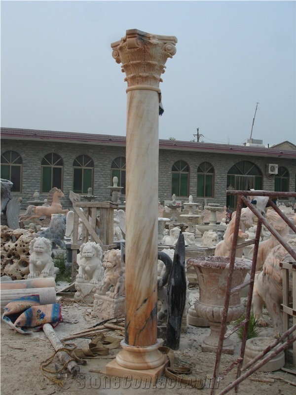 Cloud Pink Solid Roman Column, Pink Marble Roman Columns