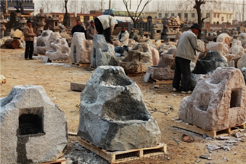 Grey Granite Fountain Outdoor Fountain Custom Made Sculptured Exterior