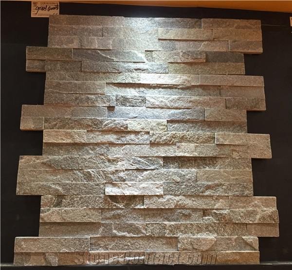 Grey Quartzite Wall Cladding, Stacked Stone Veneer, Manufactured Stone Veneer, Cultured Stone