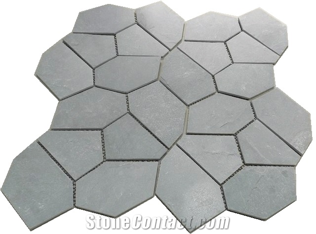 Grey Slate Split Turf Crazy Pave Flagmat