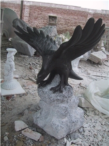 Hand Carved Eagle Sculpture, China Black Limestone Sculpture & Statue