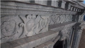 Hand Carved Light Grey Marble Fireplace Surround Mantel
