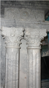 Hand Carved Light Grey Marble Fireplace Surround Mantel