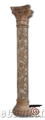 Hand Carved Marble Column for Decoration, Pink Marble Column