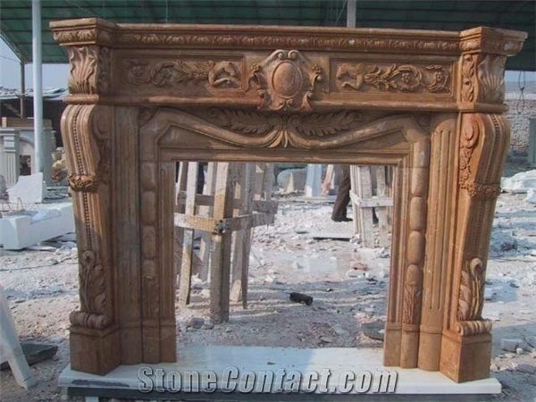 Hand Carved Marble Fireplace Surround Mantel Brown Marble Fireplace